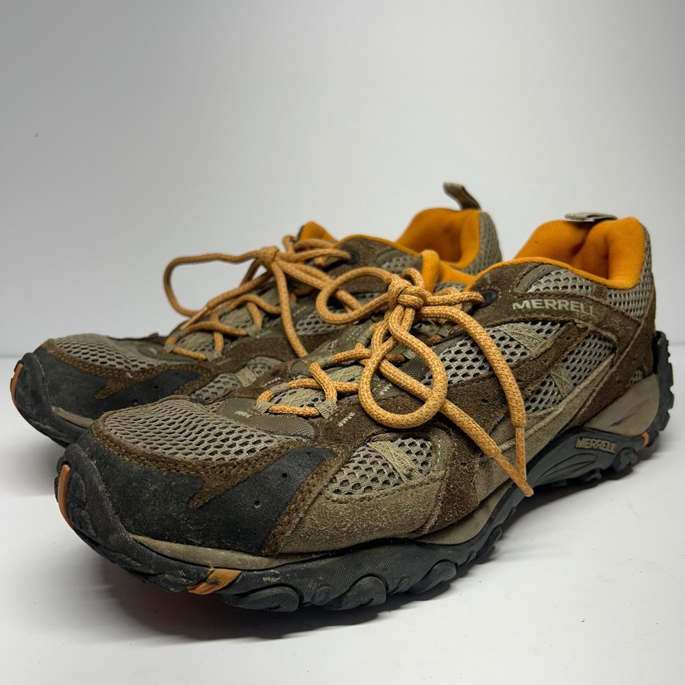 Merrell Yokota Trail Ventilator Brown Orange Mens Size 12 Hiking Shoes Rugged